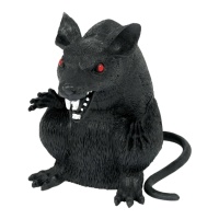 Rat noir assis de 15 cm