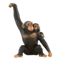 Figurine pour gâteau de chimpanzé avec bébé de 10,5 cm - 1 unité