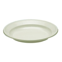 Assiettes en plastique crème de 22 cm - 10 unités