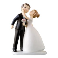 Figurine pour gâteau de mariage, couple s'embrassant, de 21 cm