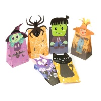 Sac pour bonbons d'Halloween en papier de 12 x 28 cm - 12 unités