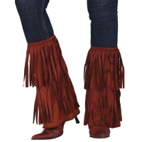 Chauffe-jambes hippies avec franges marron