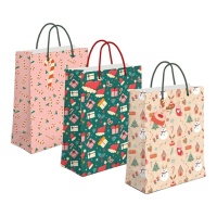 Sac cadeau de 14 x 11,5 x 6,7 cm avec des motifs de Noël assortis - 1 unité