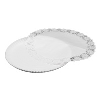 Plateau rond en carton avec napperon, 35 cm