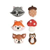 Figurines en sucre d'animaux de la forêt - Decora - 6 unités