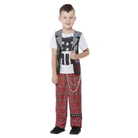 Costume de rockeur punk avec pantalon à carreaux pour enfant