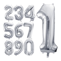 Ballon chiffre argenté de 72 cm - PartyDeco - 1 unité