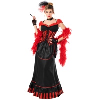 Costume de cancan rouge pour femme