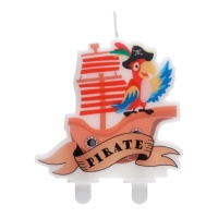 Bougie de bateau pirate avec perroquet de 7,5 cm