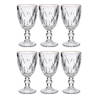 Verre à vin en diamant avec bord doré 330 ml - 6 unités