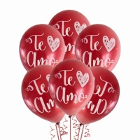 Je t'aime rouge ballons en latex métallisés 30cm - Ballons Clown - 25 pièces