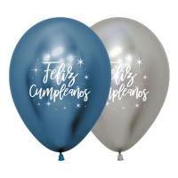 Ballon en latex Joyeux Anniversaire garçon de 30 cm - Sempertex - 12 unités