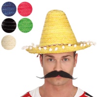 Chapeau mexicain avec pompons de 33 cm