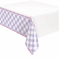 Nappe à carreaux lilas et blanc de 1,37 x 2,13 m