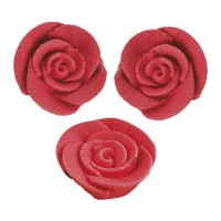 Figures en sucre de roses rouges de 3 x 3 cm - Dekora - 48 unités