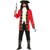 Costume de pirate rouge et doré pour homme