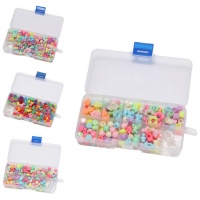 Boîte rectangulaire avec perles assorties - 1 unité