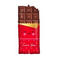 Ballon silhouette tablette de chocolat avec message 'I Love You' de 71 x 33 cm - Anagram