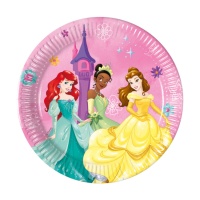 Assiettes Disney Princesses Tiana, Ariel et Belle de 19,5 cm - 8 unités