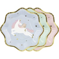 Assiettes de Licornes de 18 cm assorties - 6 unités