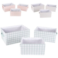 Paniers en tissu Vichy rectangulaires - 3 unités