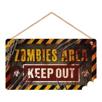 Panneau de Zone de Zombies Interdit de 35 x 20 cm