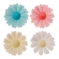 Gaufrettes de fleurs de marguerite de couleurs douces de 4,5 cm - Dekora - 150 unités