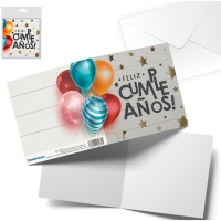 Carte d'anniversaire ballons et étoiles