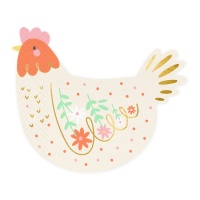 Serviettes à motif poule de 16 x 13 cm - 20 unités