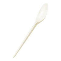 Cuillères en plastique crème de 16,7 cm - 100 unités