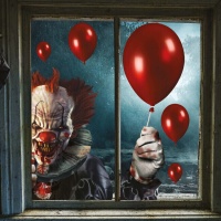 Décoration pour fenêtre de clown assassin de 30 x 40 cm - 2 feuilles