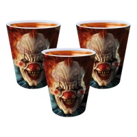 Verres en plastique de 6 cm de Clown Tueur - 3 unités