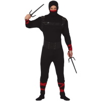 Déguisement de ninja noir et rouge pour homme