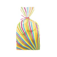 Sachet pour bonbons à rayures colorées de 10 x 24 cm - Wilton - 20 unités