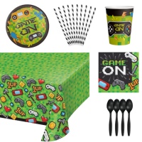 Pack pour fête de jeux vidéo vert - 8 personnes