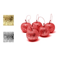 Pendentifs décoratifs en forme de pomme givrée 5 cm - 6 pcs.