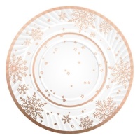 Plateau en carton rond Rose Gold Snow de 30 cm - 1 unité