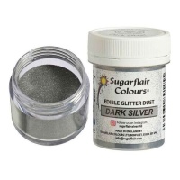 Poudre de paillettes comestibles gris foncé de 10 g - Sugarflair