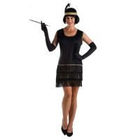 Costume Charleston noir avec bande dorée pour femme