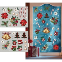 Décoration adhésive pour fenêtre d'accessoires de Noël - 2 feuilles