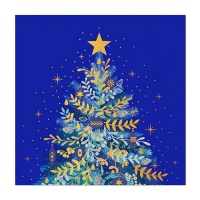 Serviettes de sapin de Noël bleu nuit de 16,5 x 16,5 cm - 30 unités