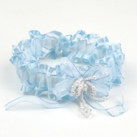 Ligue bleu en organza avec perles