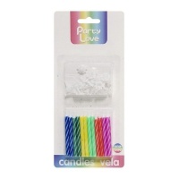 Bougies rayées de différentes couleurs 6 cm - 24 pcs.