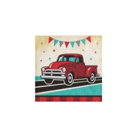 Serviettes Vintage Red Truck de 12,5 x 12,5 cm - 16 unités