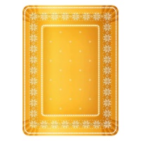 Plateau en carton rectangulaire avec broderie dorée de 34 x 25 cm - 1 unité