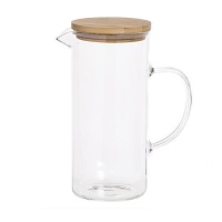 Carafe en verre de 1 L avec couvercle en bambou