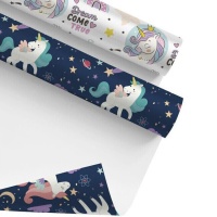 Papier cadeau Licorne coloré de 2,00 x 0,70 m - 1 unité