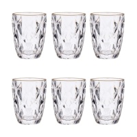 Verre de 270 ml pour eau diamant avec bordure couleur or - 6 unités