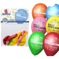 Ballons en latex biodégradables couleurs assorties Joyeuse Retraite de 23 cm - 6 unités