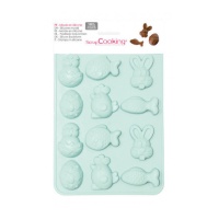 Moule en silicone pour figurines de Pâques de 20,4 x 14,4 x 1,5 - Scrapcooking - 12 cavités